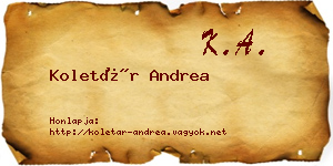 Koletár Andrea névjegykártya