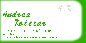 andrea koletar business card